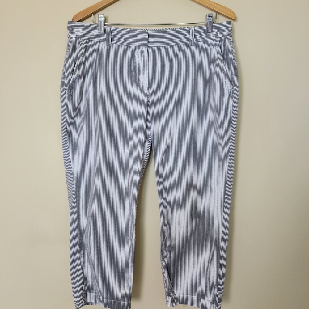 Lands' End Fit 1 Size 12 Crop Capri Black White Pin Stripe Pockets Flat Front